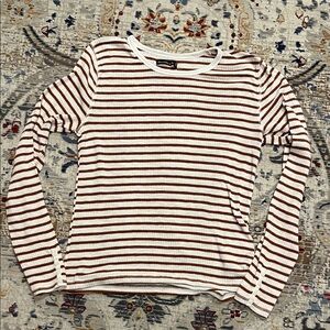 Abercrombie & Fitch Striped Burnt Orange and White Women's Long Sleeve